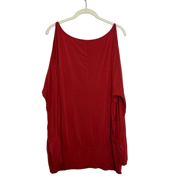 Boston Proper Womens Knit Top Large Dark Coral Cold Shoulder Long Sleeve - Picture 5 of 8